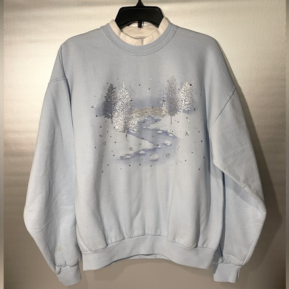 Vintage Lace collared crewneck Sweater by Morning Sun - Picture 1 of 5